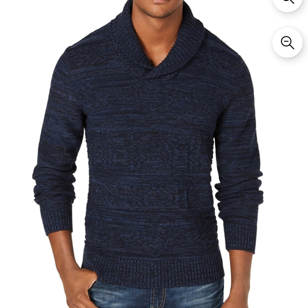 American Rag Men's Jackward Shawl Collar Pullover Sweater Navy Blue Size…